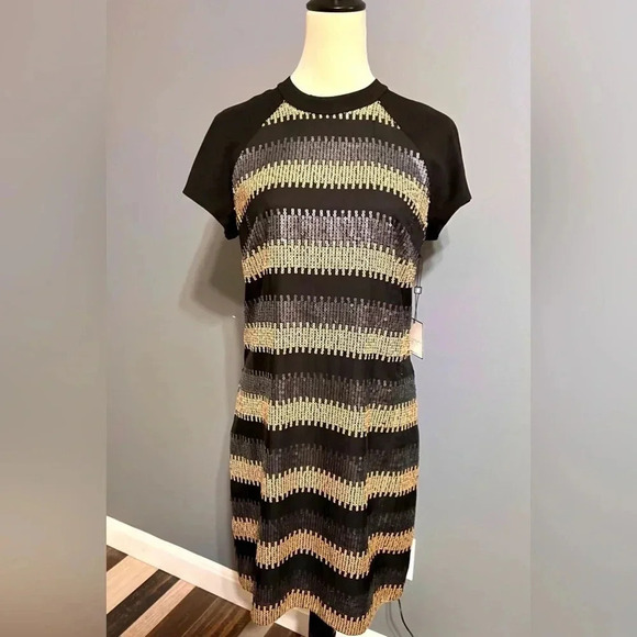 Laundry By Shelli Segal Dresses & Skirts - LAUNDRY BY SHELLI SEGAL size 6 black metallic gold silver mini dress